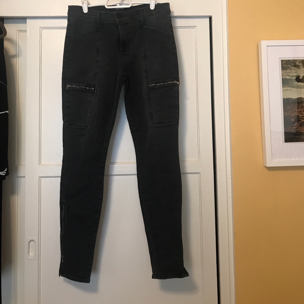 J Brand black washed jeans with zippers sz 31
